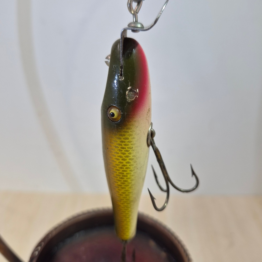 Vintage Creek Chub Pikie Minnow Fishing Lure Glass Eyes Red Head Perch 4.25 Inch